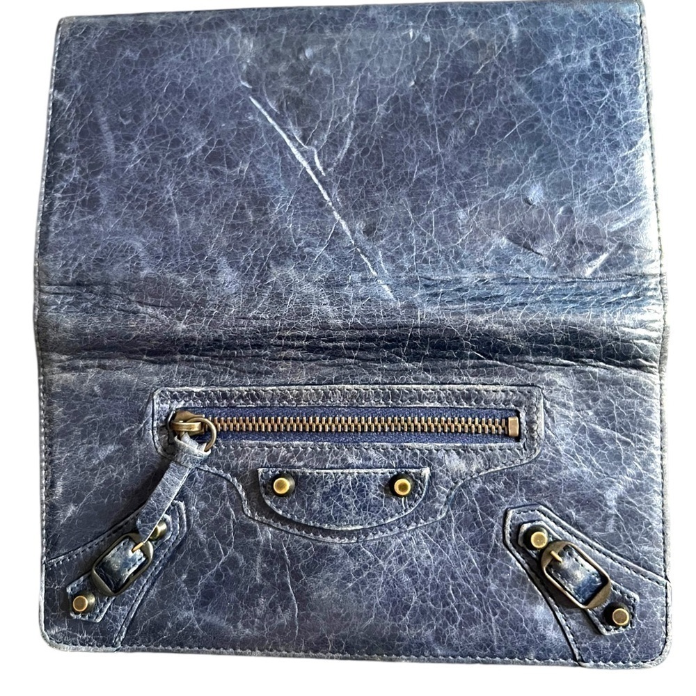 BALENCIAGA Moto Le City Giant Blue 
Lambskin Leather Handbag &  Wallet - Picture 8 of 17
